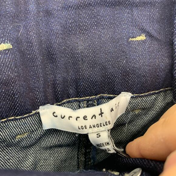 Current Air Jeans Women's Small Blue Denim Loose Fit Leg Belted Cropped NEW - Picture 3 of 4